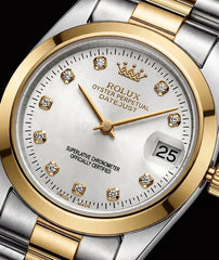 Two-Tone Crystal Dial Watch | Silver Gold Date Watch